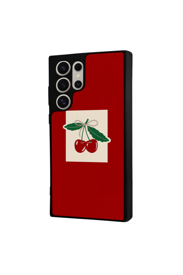 Samsung Galaxy S22 Ultra Uyumlu Kiraz Tasarımlı Glossy Premium Kılıf