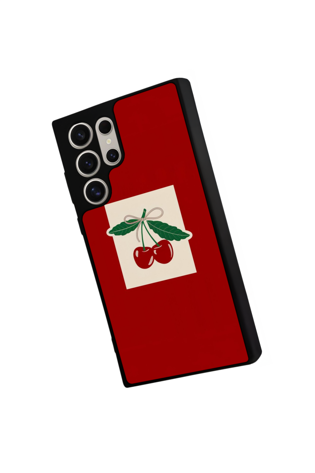 Samsung Galaxy S22 Ultra Uyumlu Kiraz Tasarımlı Glossy Premium Kılıf