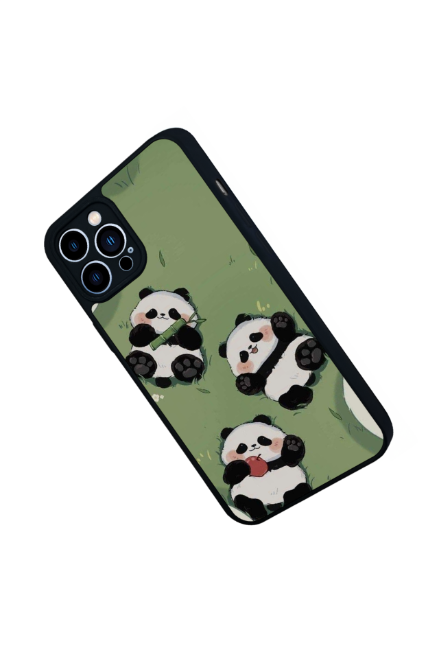 iPhone 12 Pro Max Uyumlu Panda Tasarımlı Glossy Premium Kılıf