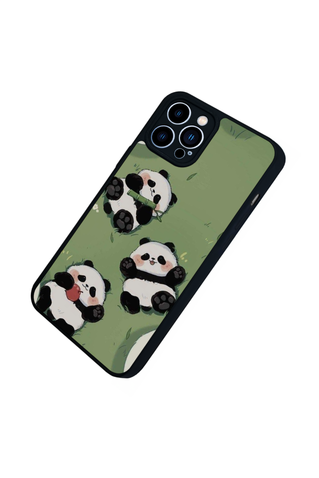 iPhone 12 Pro Max Uyumlu Panda Tasarımlı Glossy Premium Kılıf