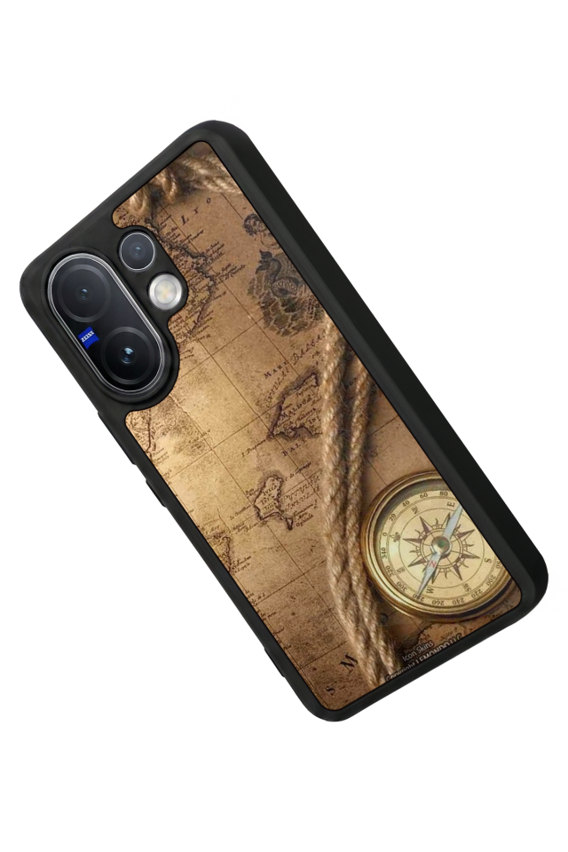 Vivo V60 Uyumlu Pusula Tasarımlı Glossy Premium Kılıf