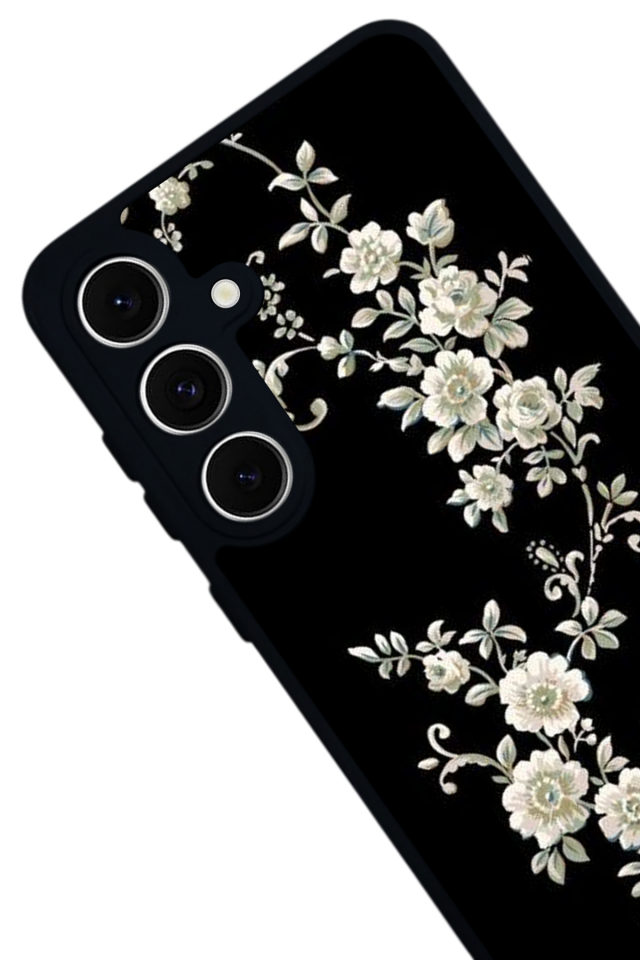 Samsung Galaxy A16 Uyumlu Yaldizli Cicek Tasarımlı Glossy Premium Kılıf