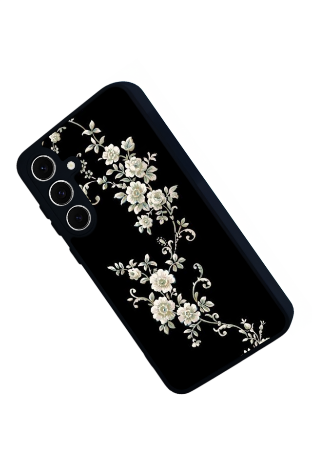 Samsung Galaxy A16 Uyumlu Yaldizli Cicek Tasarımlı Glossy Premium Kılıf