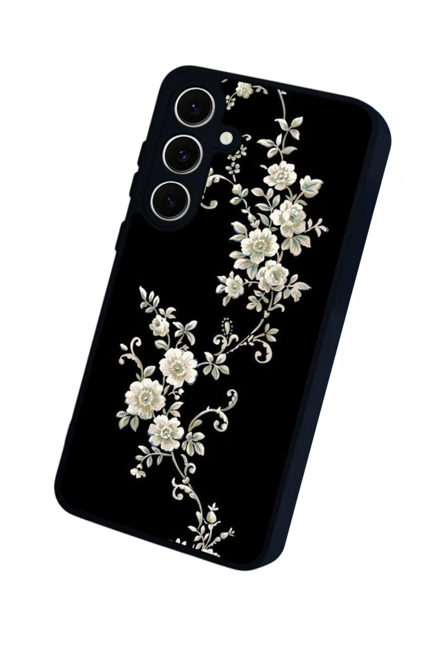 Samsung Galaxy A16 Uyumlu Yaldizli Cicek Tasarımlı Glossy Premium Kılıf