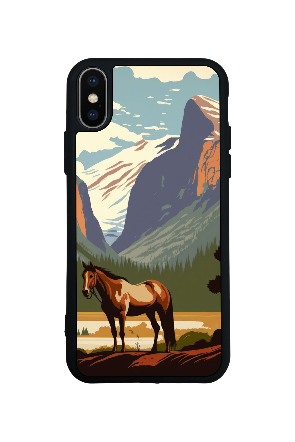 iPhone X/ XS Uyumlu At Horse Tasarımlı Glossy Premium Kılıf