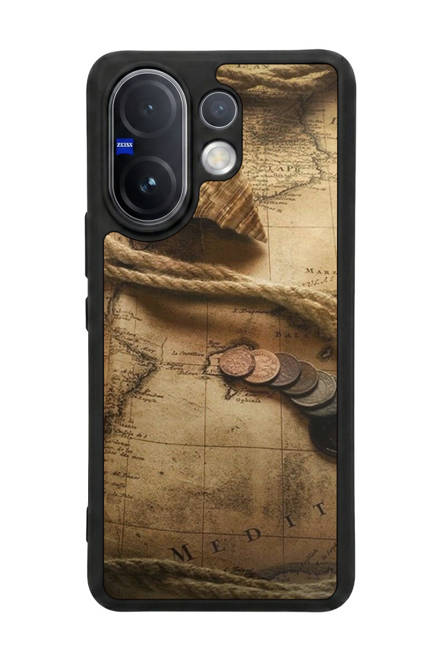 Vivo V60 Uyumlu Pusula Tasarımlı Glossy Premium Kılıf