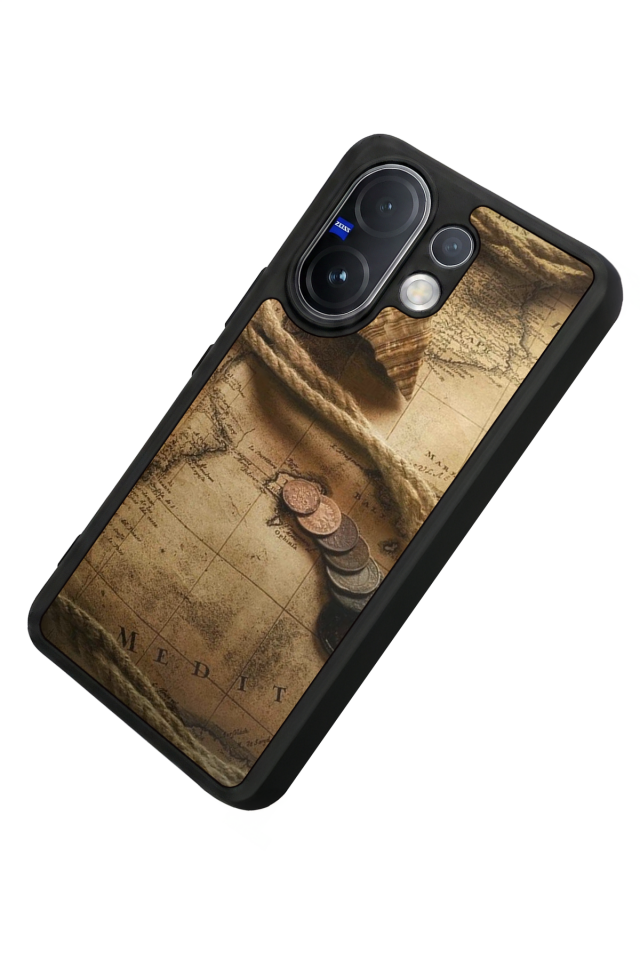 Vivo V60 Uyumlu Pusula Tasarımlı Glossy Premium Kılıf