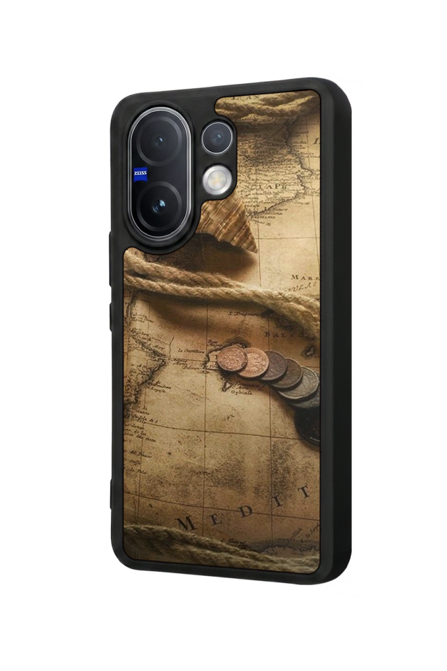 Vivo V60 Uyumlu Pusula Tasarımlı Glossy Premium Kılıf