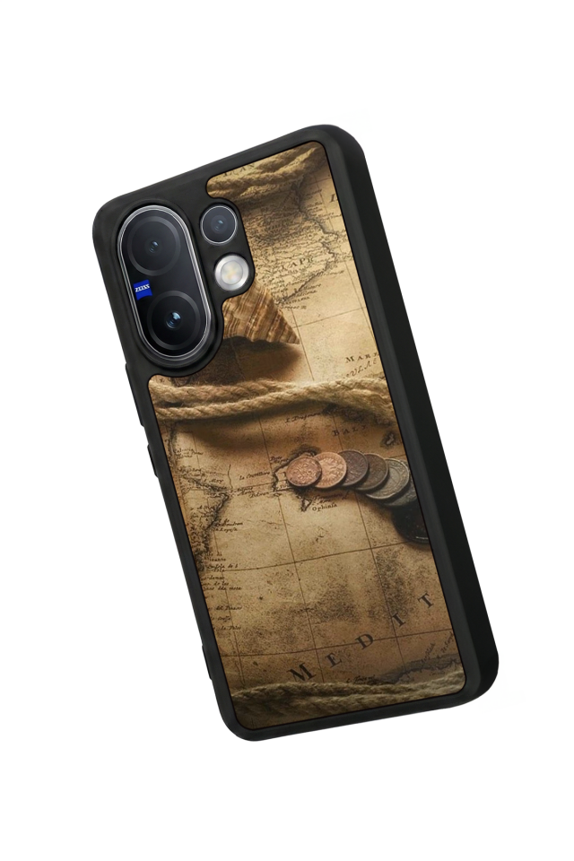 Vivo V60 Uyumlu Pusula Tasarımlı Glossy Premium Kılıf