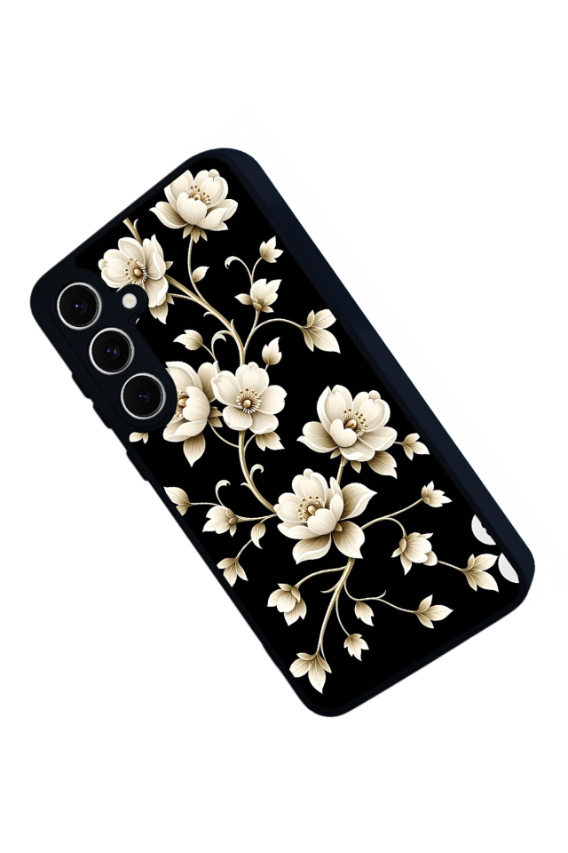 Samsung Galaxy A16 Uyumlu Yaldizli Cicek Tasarımlı Glossy Premium Kılıf