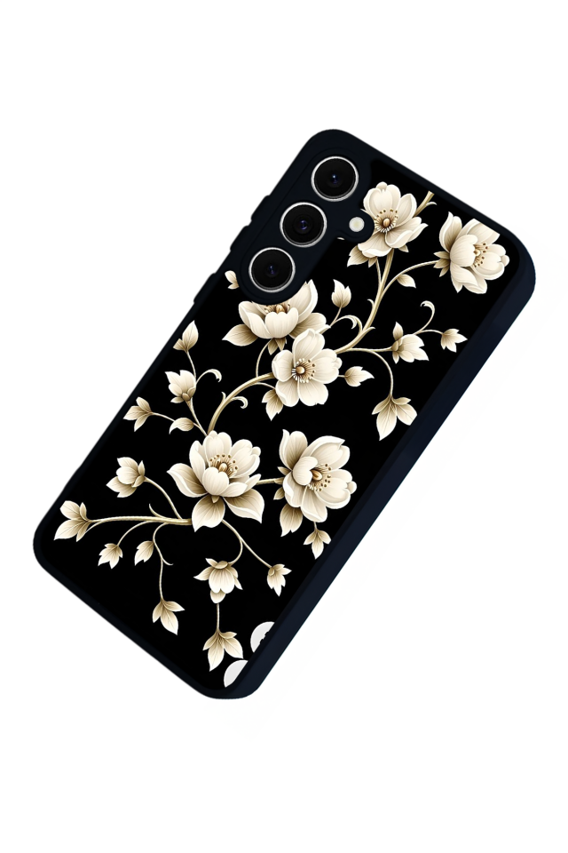 Samsung Galaxy A16 Uyumlu Yaldizli Cicek Tasarımlı Glossy Premium Kılıf