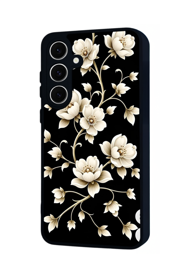 Samsung Galaxy A16 Uyumlu Yaldizli Cicek Tasarımlı Glossy Premium Kılıf