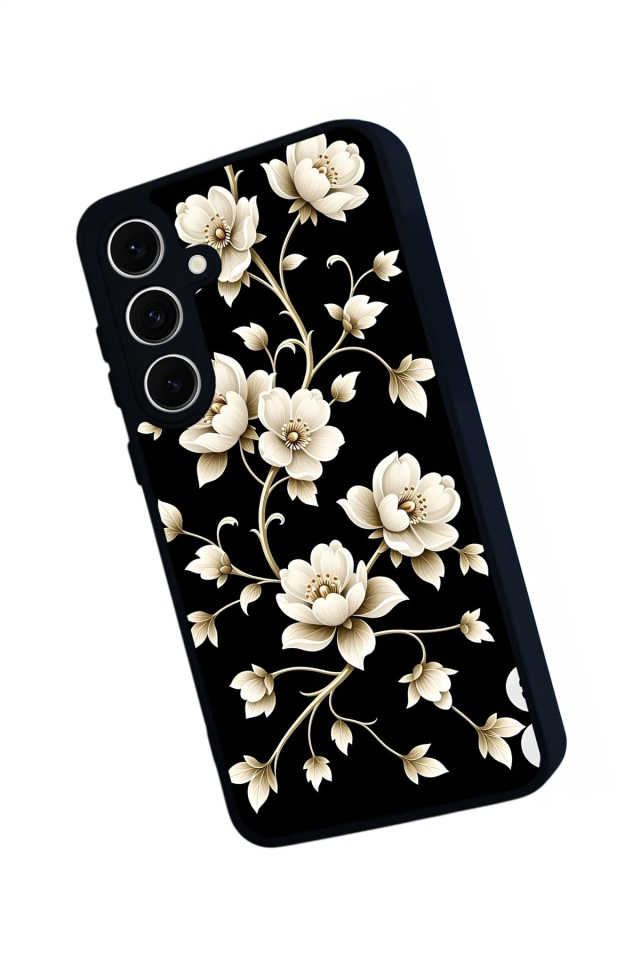 Samsung Galaxy A16 Uyumlu Yaldizli Cicek Tasarımlı Glossy Premium Kılıf