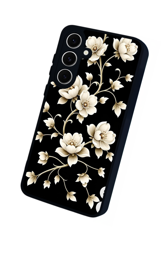Samsung Galaxy A16 Uyumlu Yaldizli Cicek Tasarımlı Glossy Premium Kılıf