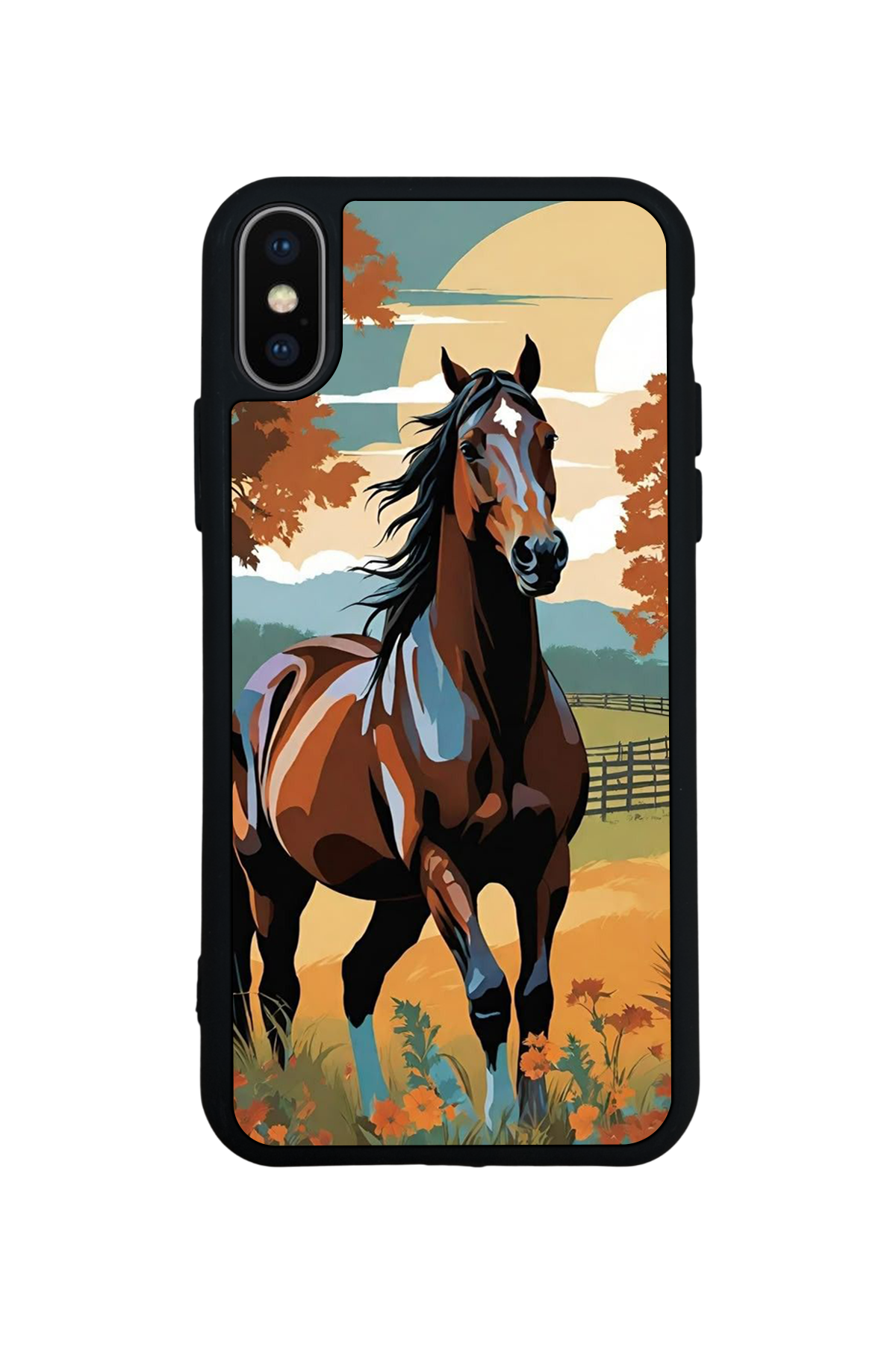 iPhone X/ XS Uyumlu At Horse Tasarımlı Glossy Premium Kılıf