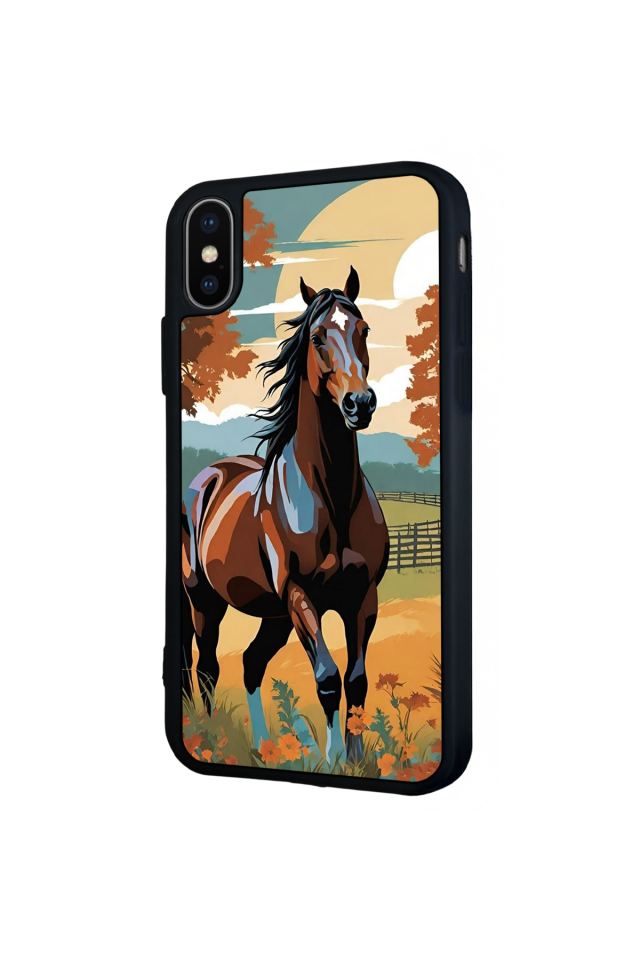 iPhone X/ XS Uyumlu At Horse Tasarımlı Glossy Premium Kılıf