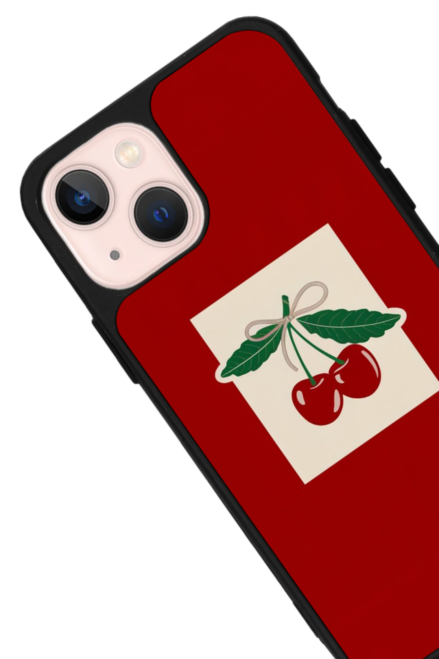 iPhone 14 Plus Uyumlu Kiraz Tasarımlı Glossy Premium Kılıf