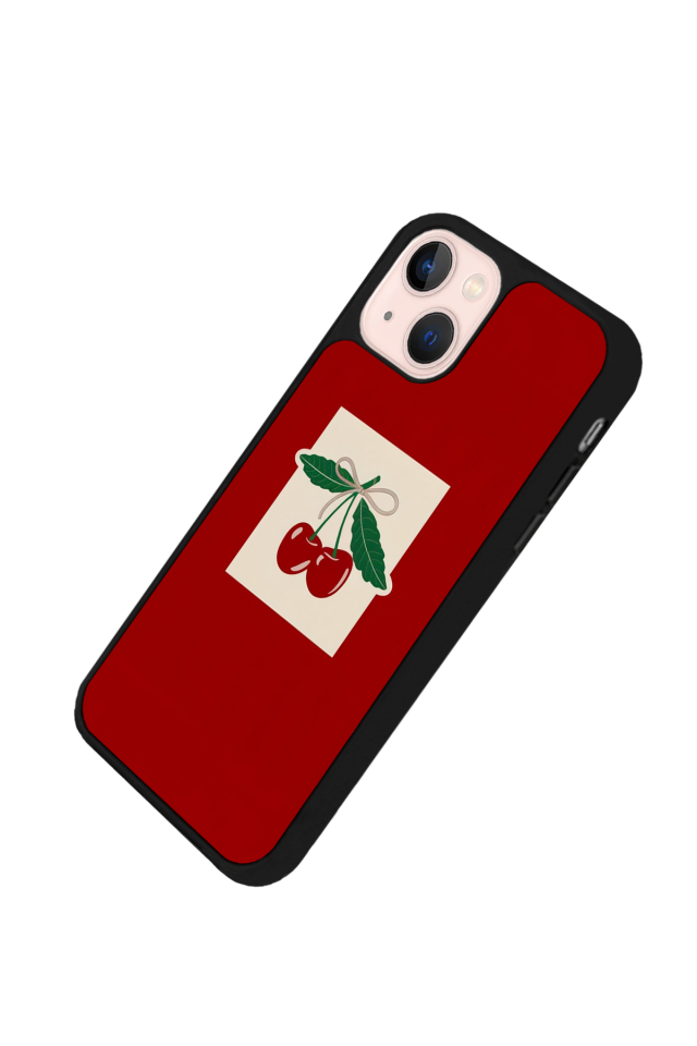 iPhone 14 Plus Uyumlu Kiraz Tasarımlı Glossy Premium Kılıf