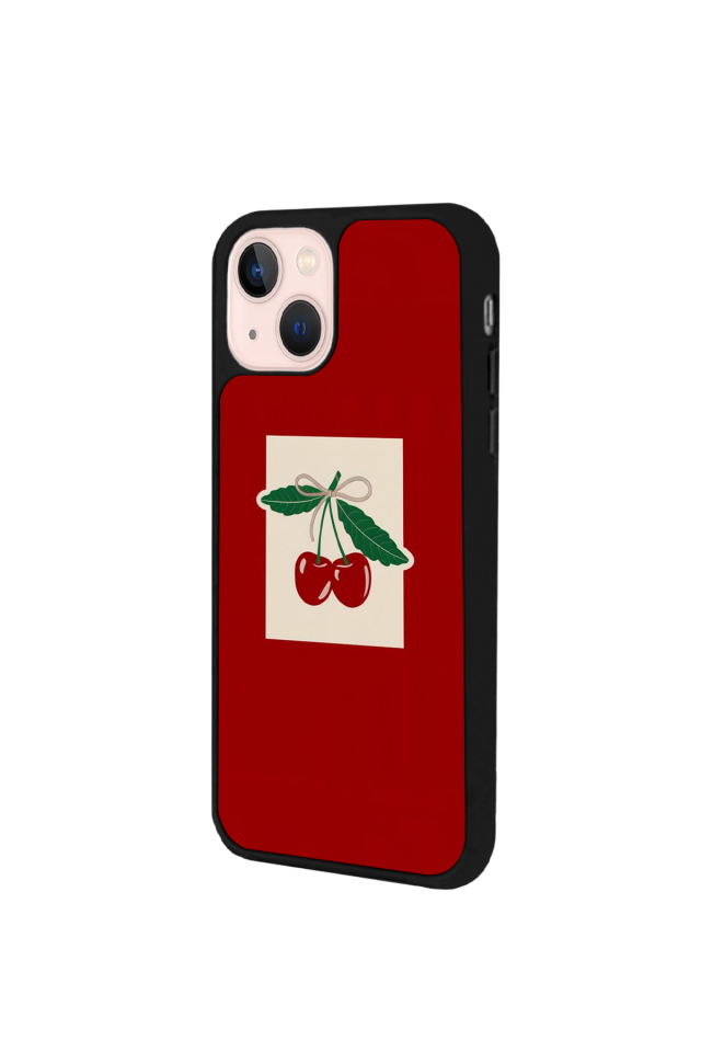 iPhone 14 Plus Uyumlu Kiraz Tasarımlı Glossy Premium Kılıf
