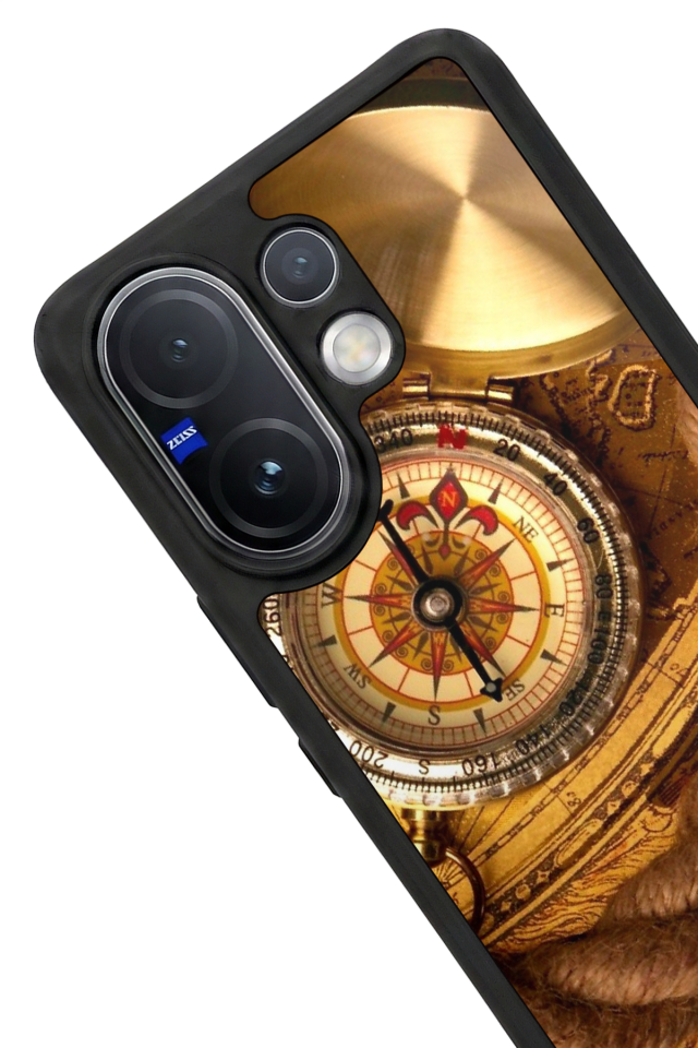 Vivo V60 Uyumlu Pusula Tasarımlı Glossy Premium Kılıf