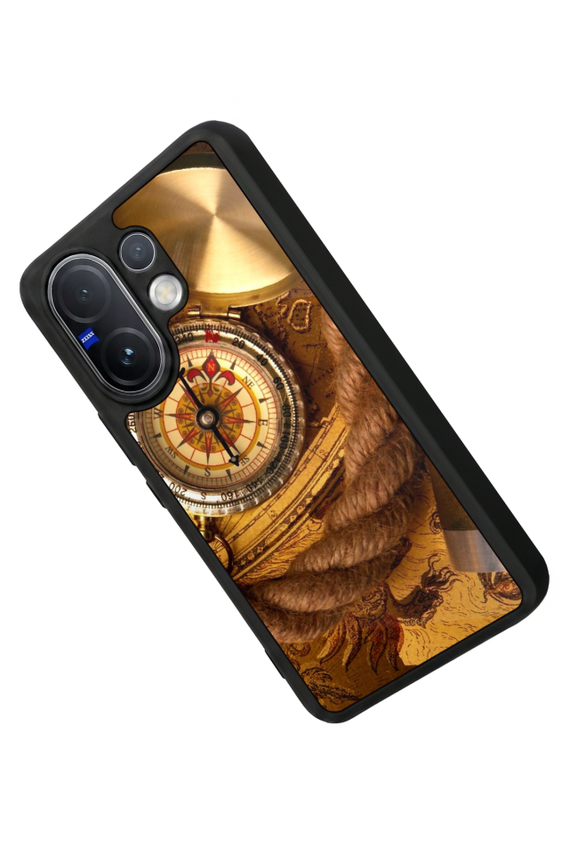 Vivo V60 Uyumlu Pusula Tasarımlı Glossy Premium Kılıf