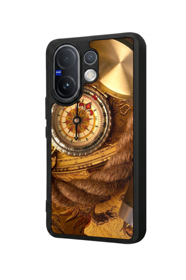 Vivo V60 Uyumlu Pusula Tasarımlı Glossy Premium Kılıf