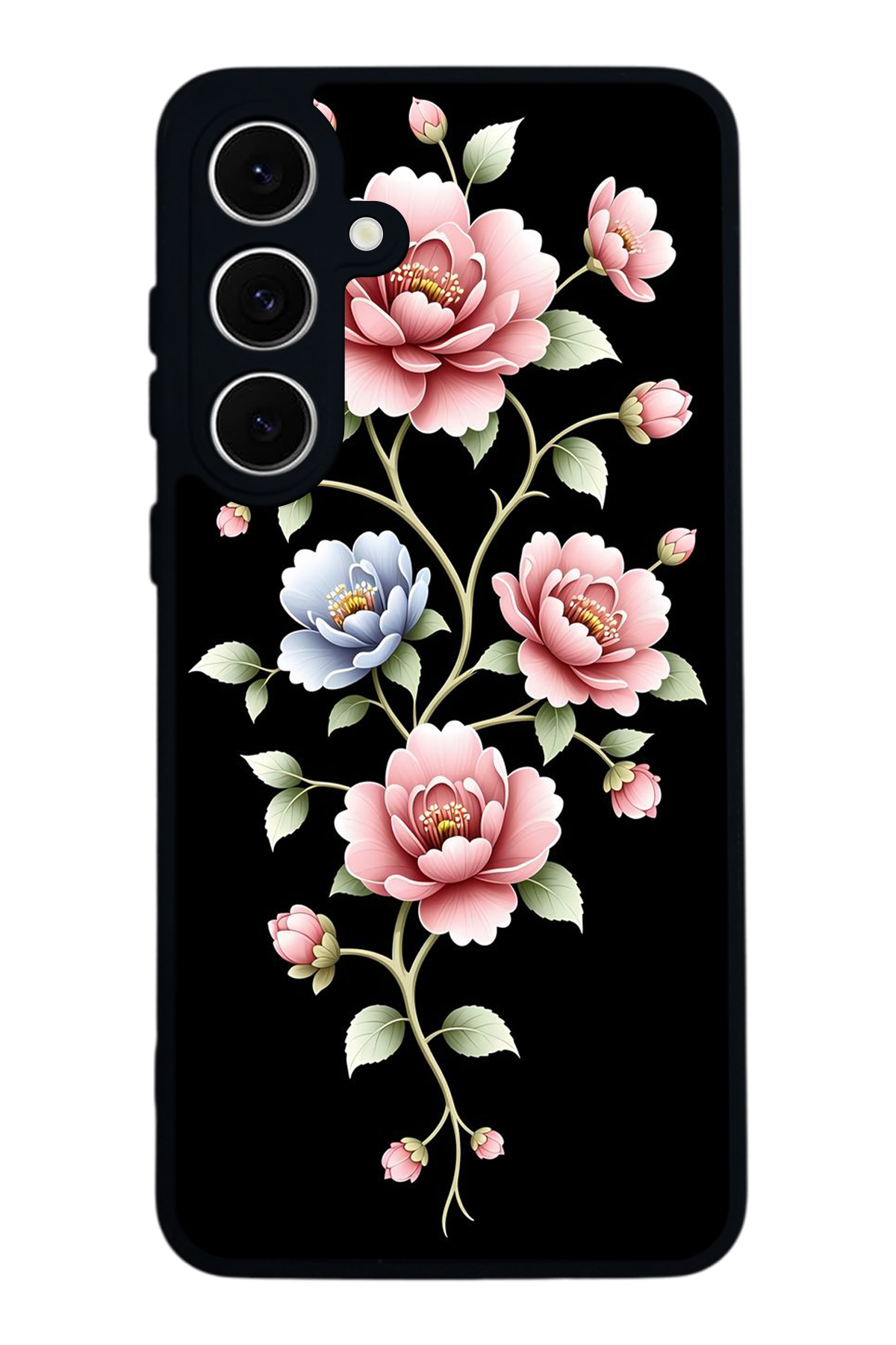 Samsung Galaxy A16 Uyumlu Yaldizli Cicek Tasarımlı Glossy Premium Kılıf