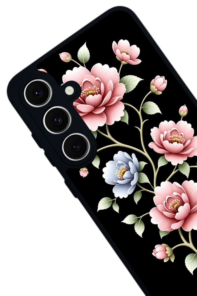 Samsung Galaxy A16 Uyumlu Yaldizli Cicek Tasarımlı Glossy Premium Kılıf