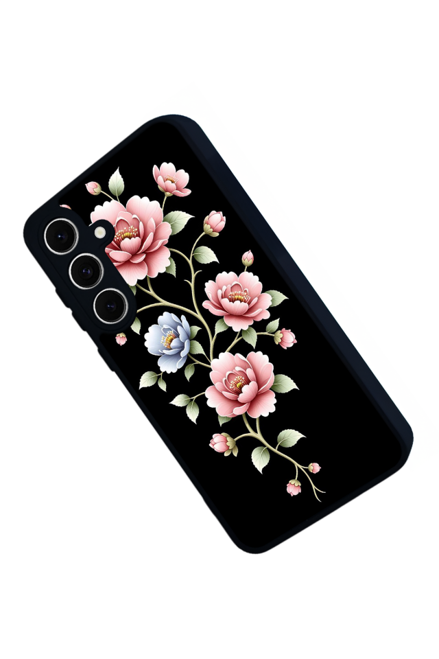 Samsung Galaxy A16 Uyumlu Yaldizli Cicek Tasarımlı Glossy Premium Kılıf
