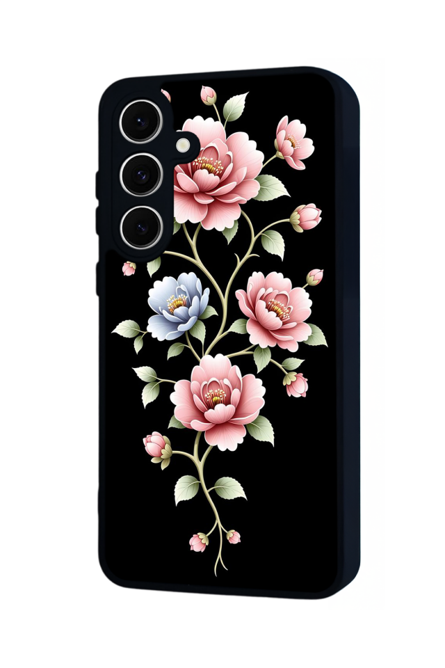 Samsung Galaxy A16 Uyumlu Yaldizli Cicek Tasarımlı Glossy Premium Kılıf