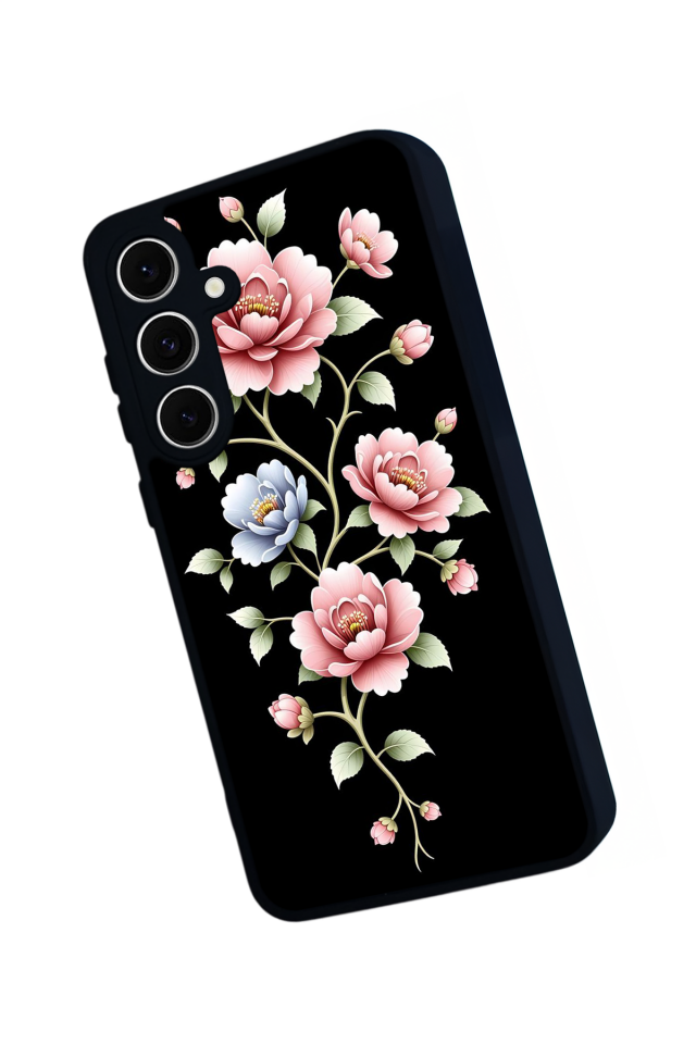Samsung Galaxy A16 Uyumlu Yaldizli Cicek Tasarımlı Glossy Premium Kılıf