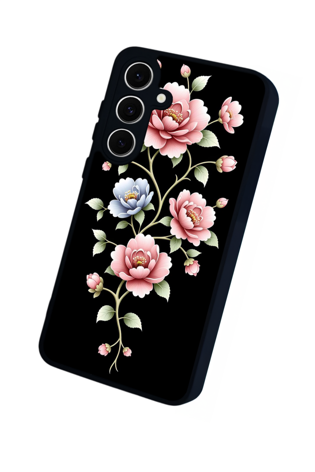 Samsung Galaxy A16 Uyumlu Yaldizli Cicek Tasarımlı Glossy Premium Kılıf
