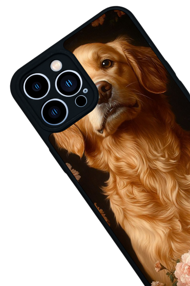 iPhone 13 Pro Max Uyumlu Golden Kopek Tasarımlı Glossy Premium Kılıf