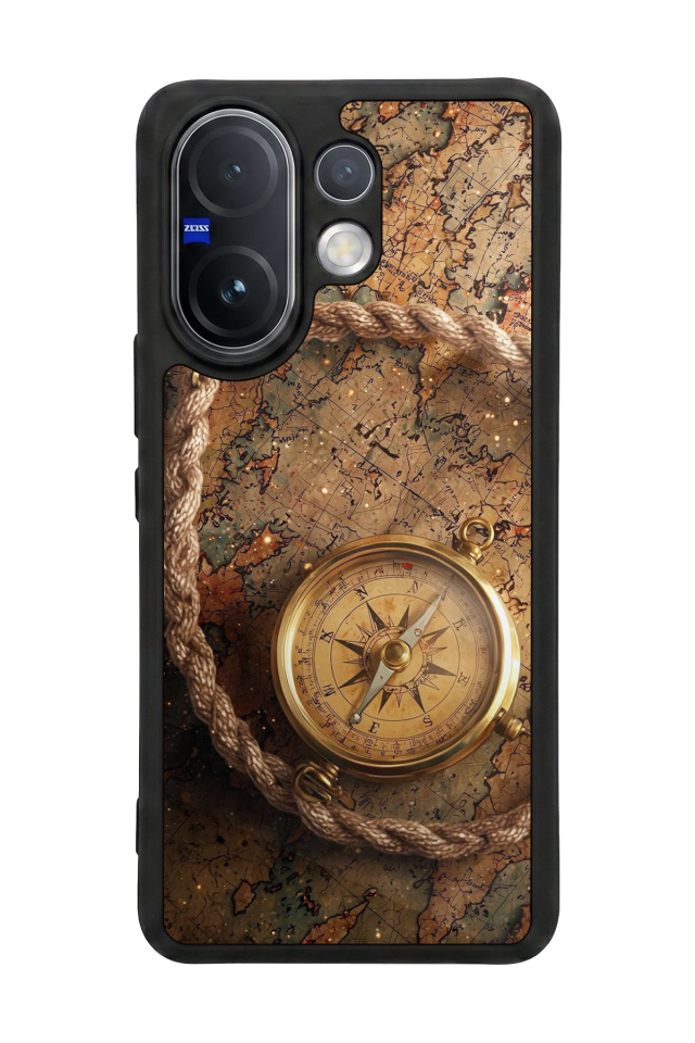 Vivo V60 Uyumlu Pusula Tasarımlı Glossy Premium Kılıf