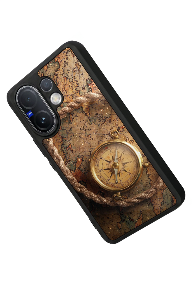 Vivo V60 Uyumlu Pusula Tasarımlı Glossy Premium Kılıf