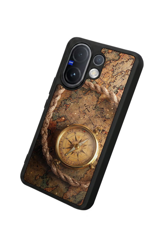 Vivo V60 Uyumlu Pusula Tasarımlı Glossy Premium Kılıf