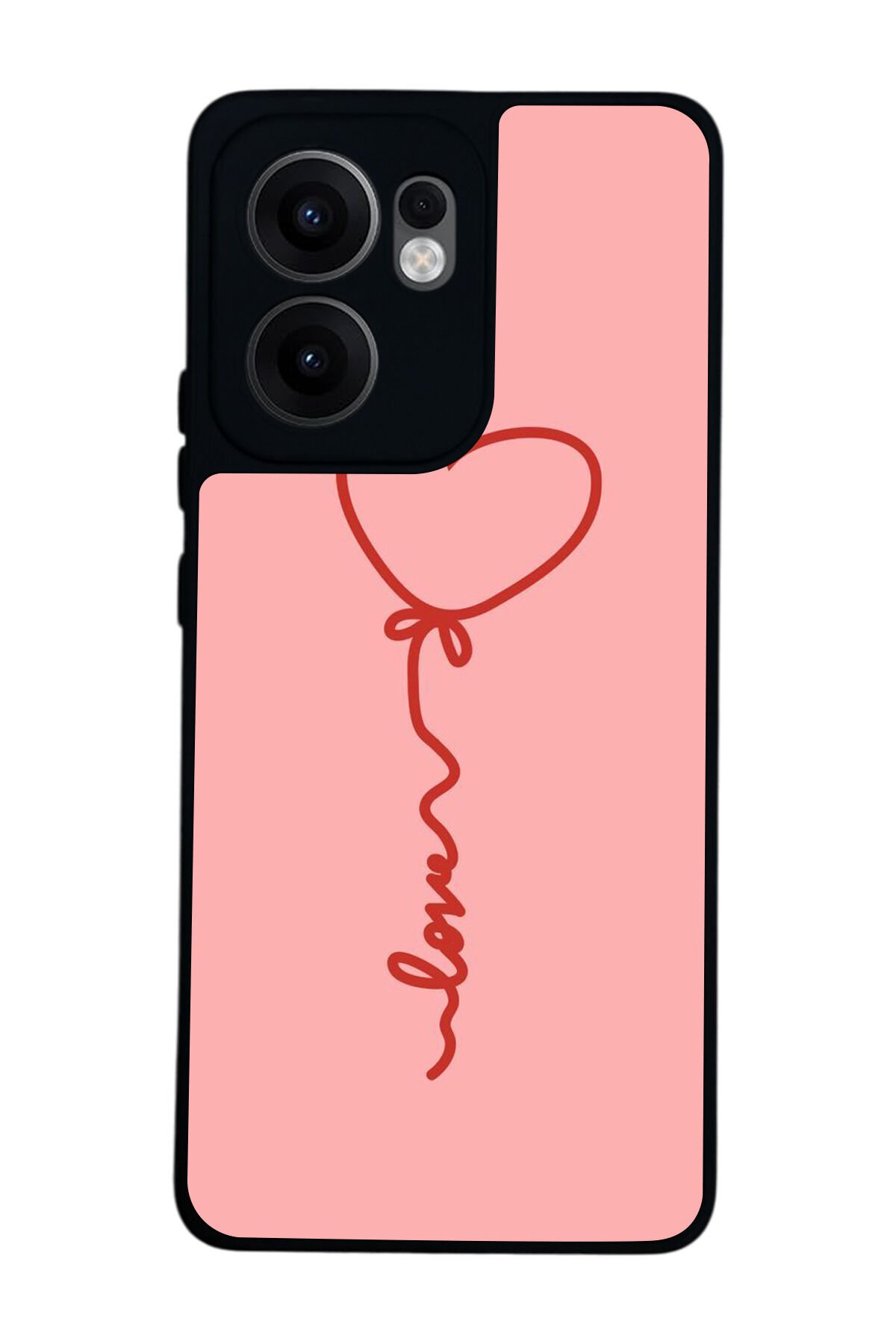 Oppo Reno 13F Uyumlu Kalp Love Tasarımlı Glossy Premium Kılıf