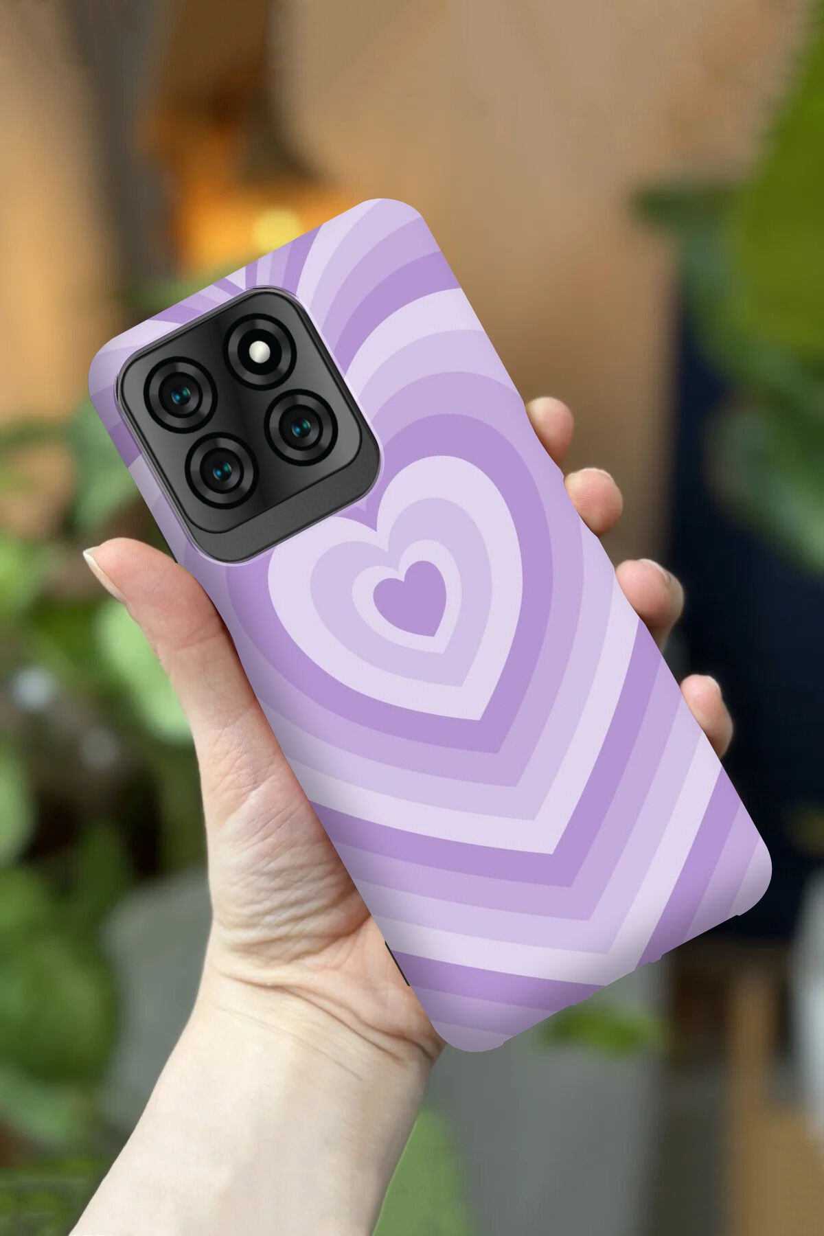Reeder S71 Uyumlu Kamera Korumalı Lila Kalp Desenli HD Baskılı Silikon Kılıf