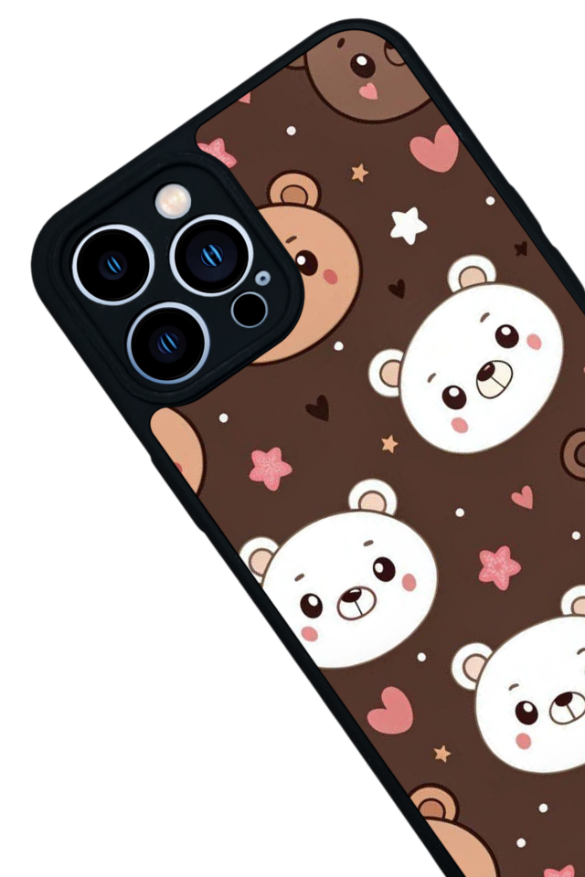 iPhone 12 Pro Max Uyumlu Ayı Tasarımlı Glossy Premium Kılıf