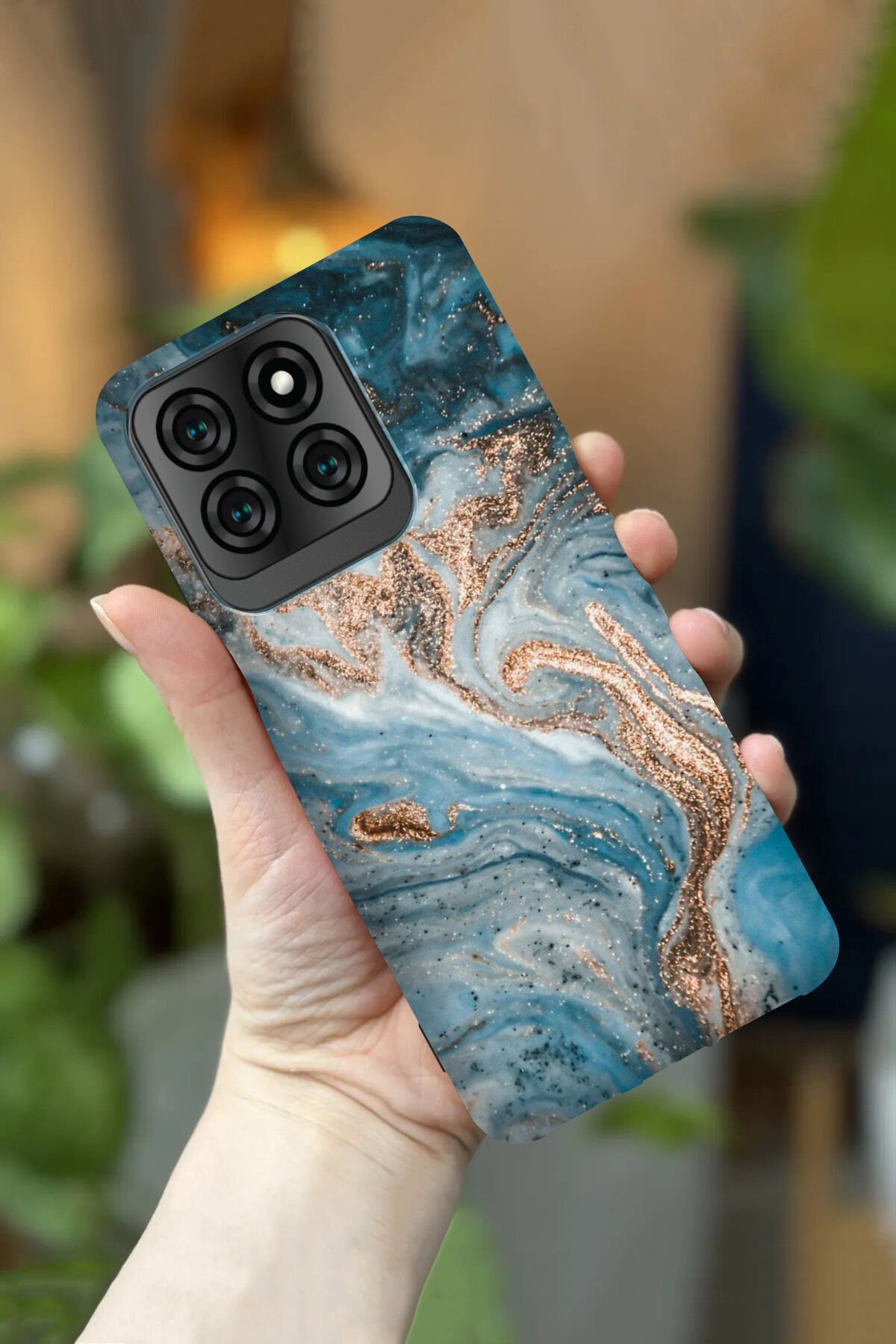 Reeder S71 Uyumlu Kamera Korumalı Açık Mavi Mermer Desenli HD Baskılı Silikon Kılıf