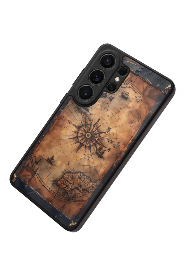 Samsung Galaxy S26 Ultra Uyumlu Harita Tasarımlı Glossy Premium Kılıf