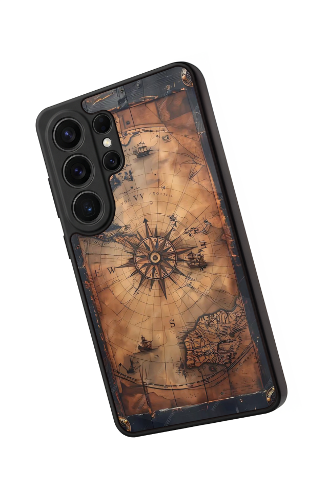 Samsung Galaxy S26 Ultra Uyumlu Harita Tasarımlı Glossy Premium Kılıf