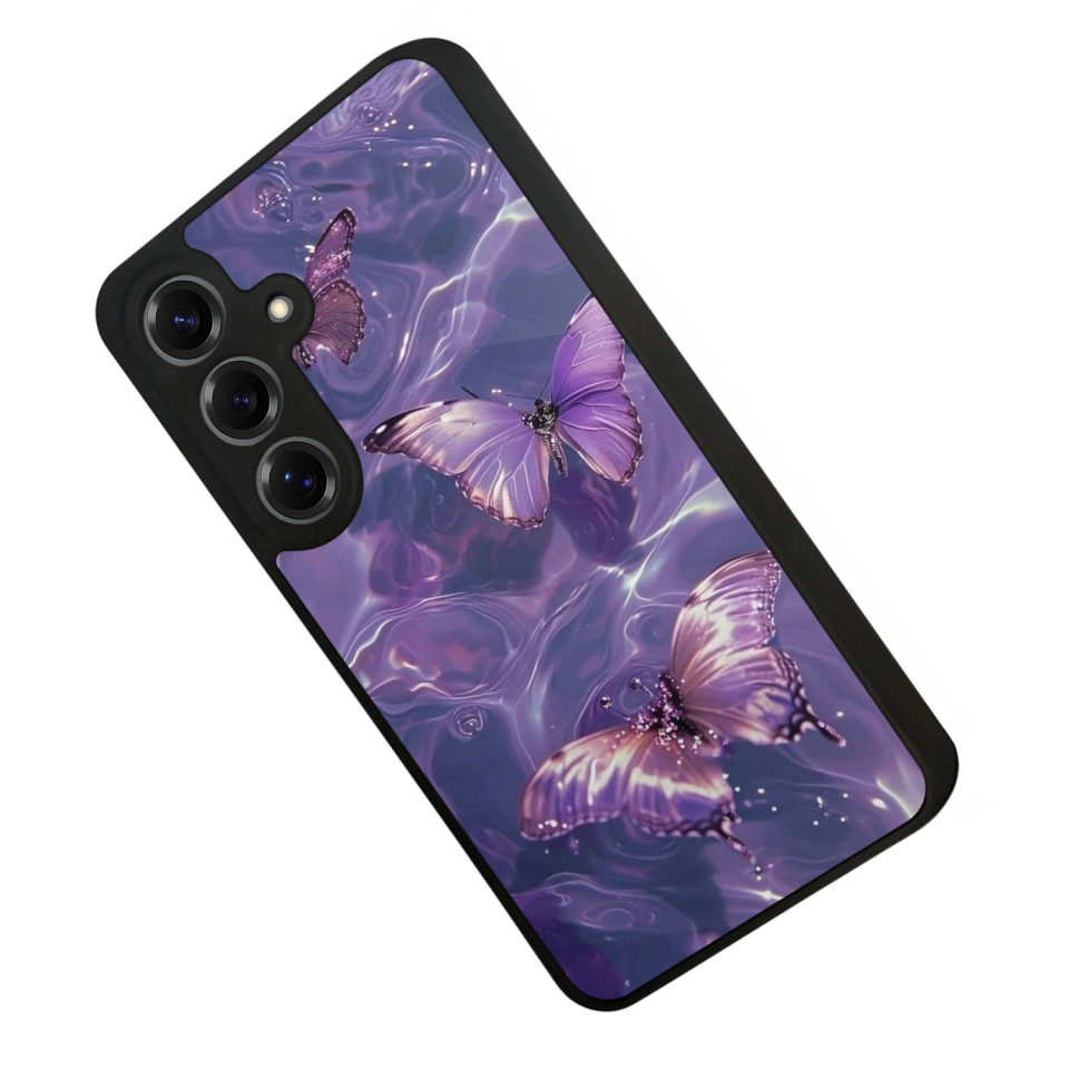 Samsung Galaxy S25 Uyumlu Kelebek Tasarımlı Glossy Premium Kılıf