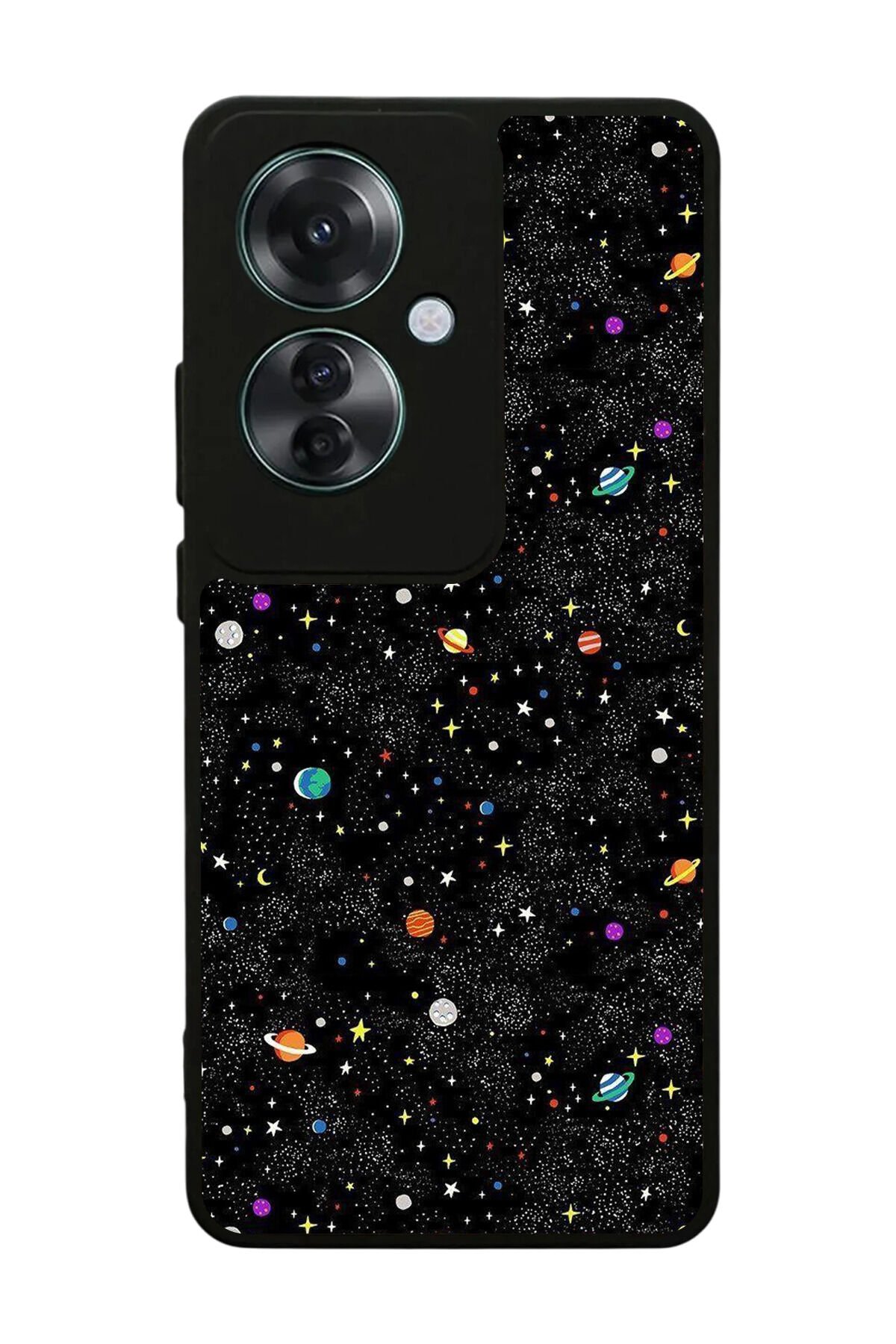 Oppo Reno 11F Uyumlu Uzay Tasarımlı Glossy Premium Kılıf