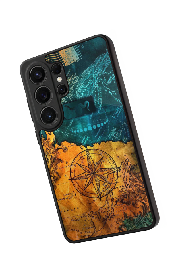 Samsung Galaxy S26 Ultra Uyumlu Harita Tasarımlı Glossy Premium Kılıf