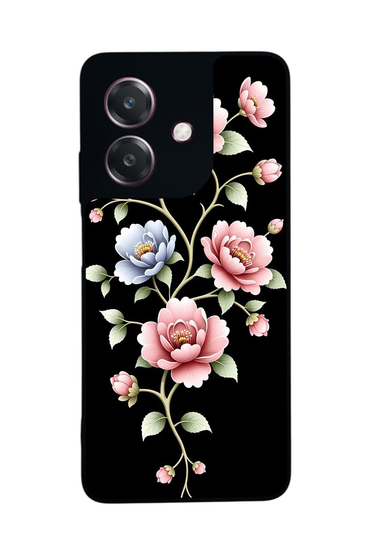 Oppo A3 5G Uyumlu Yaldizli Cicek Tasarımlı Glossy Premium Kılıf