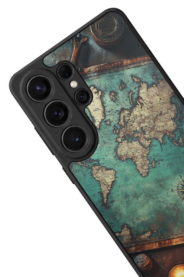 Samsung Galaxy S26 Ultra Uyumlu Harita Tasarımlı Glossy Premium Kılıf