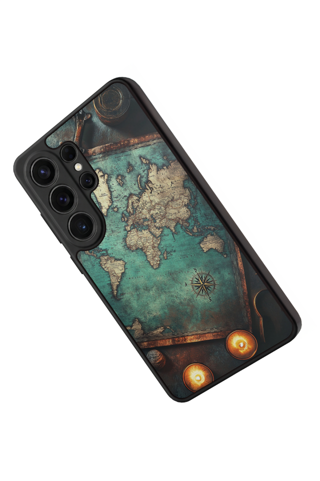 Samsung Galaxy S26 Ultra Uyumlu Harita Tasarımlı Glossy Premium Kılıf