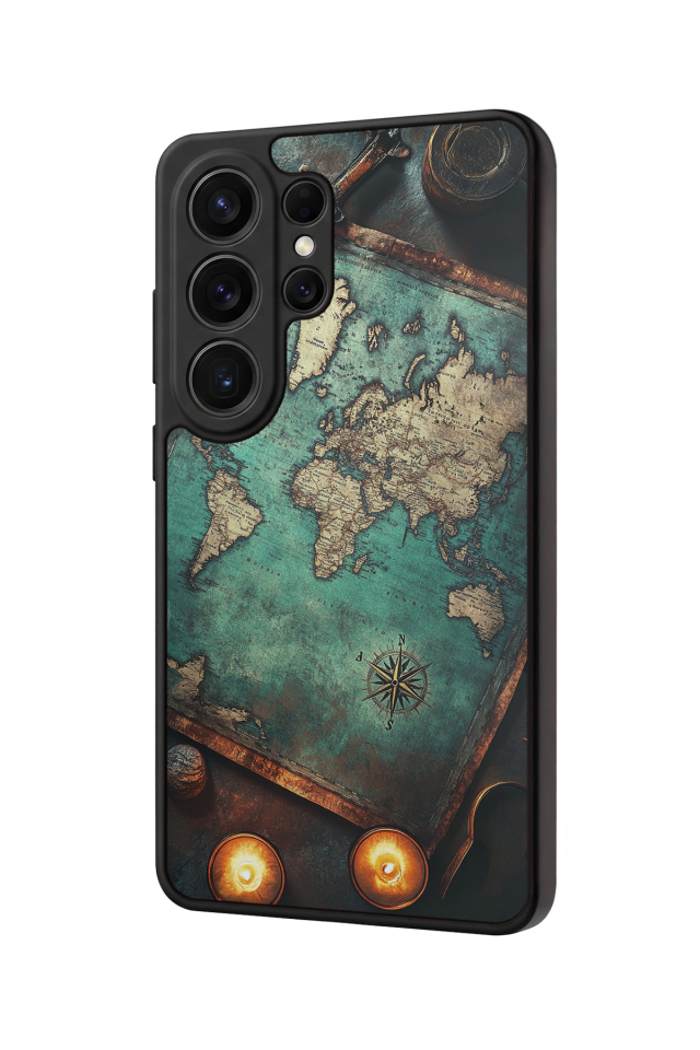 Samsung Galaxy S26 Ultra Uyumlu Harita Tasarımlı Glossy Premium Kılıf