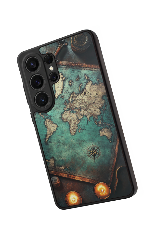 Samsung Galaxy S26 Ultra Uyumlu Harita Tasarımlı Glossy Premium Kılıf